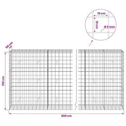 Gabion with 5 mm Wire and 10x10 cm Mesh 800x50x150 cm