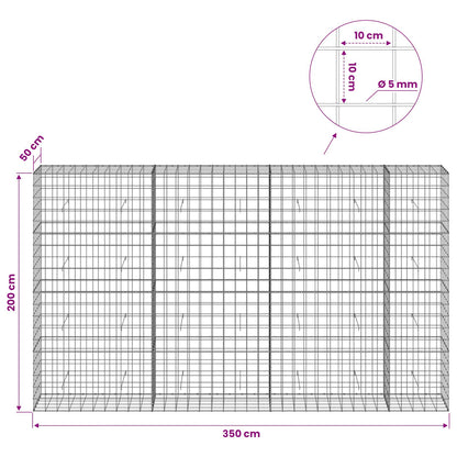 Gabion with 5 mm Wire and 10x10 cm Mesh 350x50x200 cm