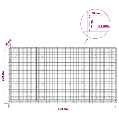 Gabion with 5 mm Wire and 10x10 cm Mesh 400x50x200 cm