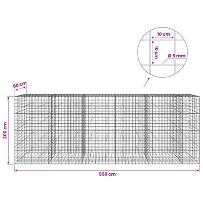 Gabion with 5 mm Wire and 10x10 cm Mesh 550x50x200 cm