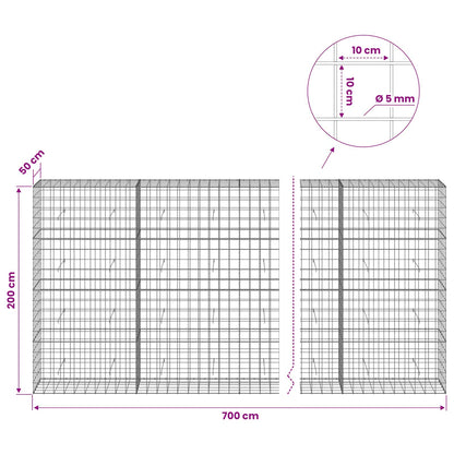 Gabion with 5 mm Wire and 10x10 cm Mesh 700x50x200 cm