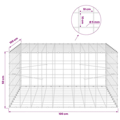 Gabion with 5 mm Wire and 10x10 cm Mesh 100x100x50 cm