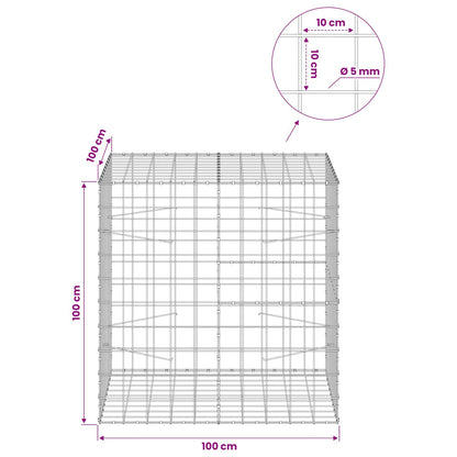 Gabion with 5 mm Wire and 10x10 cm Mesh 100x100x100 cm