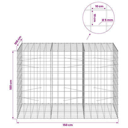 Gabion with 5 mm Wire and 10x10 cm Mesh 150x100x100 cm