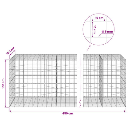 Gabion with 5 mm Wire and 10x10 cm Mesh 450x100x100 cm