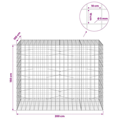 Gabion with 5 mm Wire and 10x10 cm Mesh 200x100x150 cm