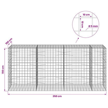 Gabion with 5 mm Wire and 10x10 cm Mesh 350x100x150 cm