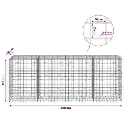 Gabion with 5 mm Wire and 10x10 cm Mesh 400x100x150 cm
