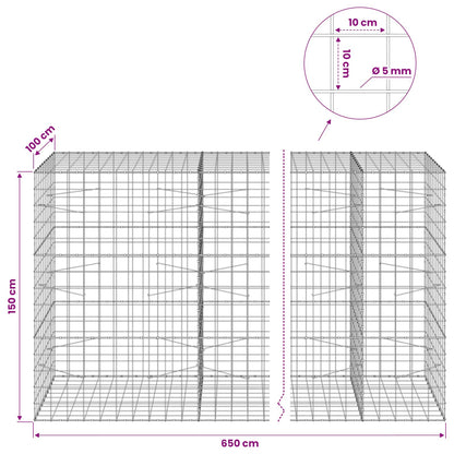 Gabion with 5 mm Wire and 10x10 cm Mesh 650x100x150 cm