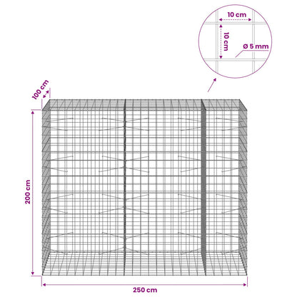 Gabion with 5 mm Wire and 10x10 cm Mesh 250x100x200 cm