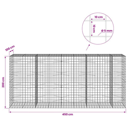 Gabion with 5 mm Wire and 10x10 cm Mesh 450x100x200 cm