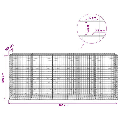 Gabion with 5 mm Wire and 10x10 cm Mesh 500x100x200 cm