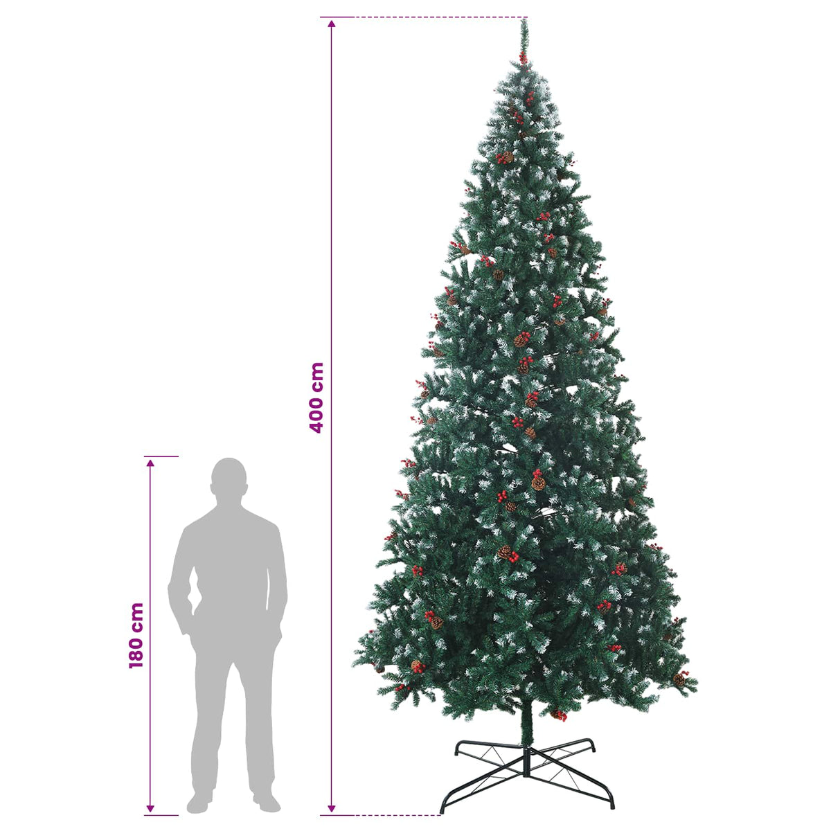 Artificial Christmas Tree 400 cm PVC and Steel Green and White