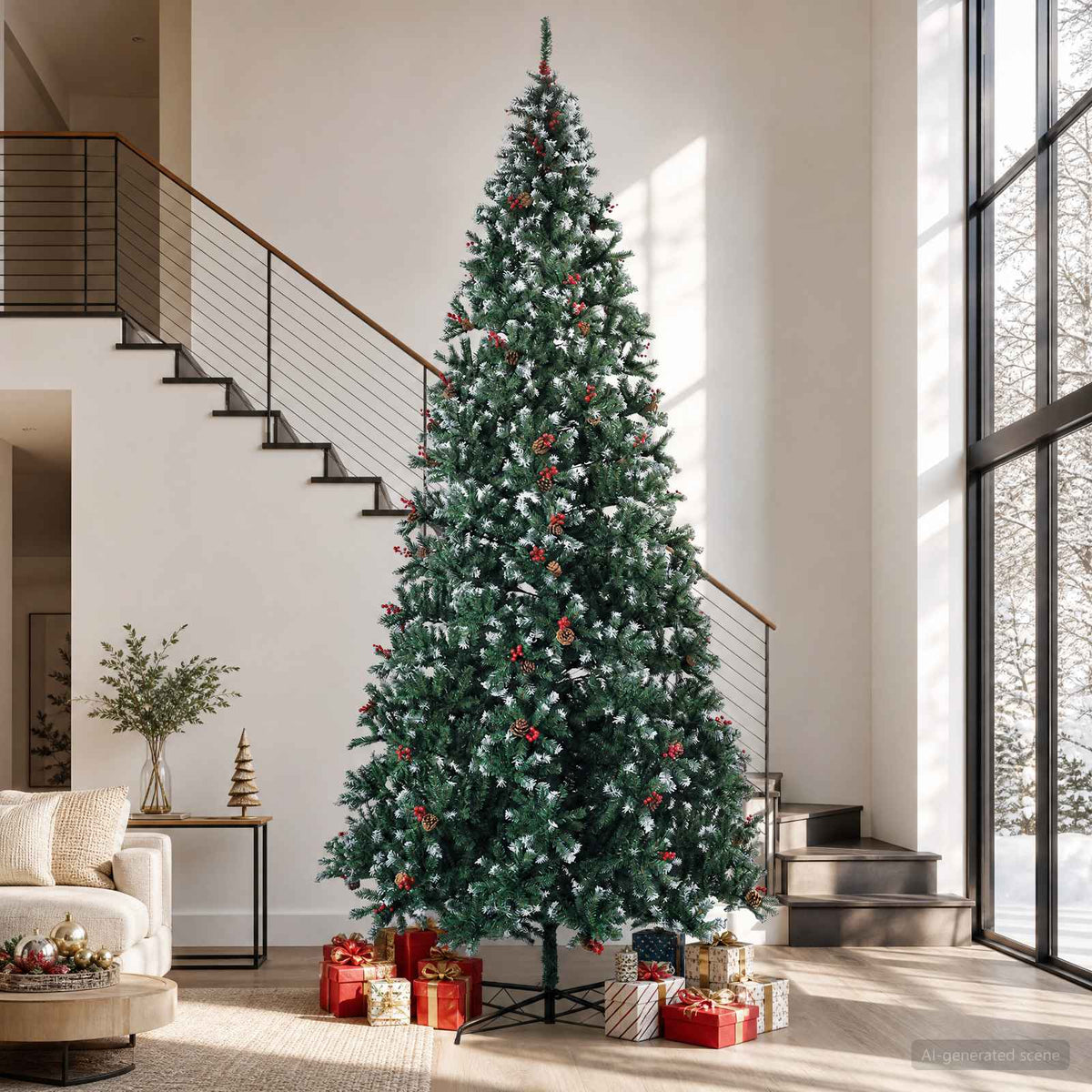 Artificial Christmas Tree 500 cm PVC and Steel Green and White