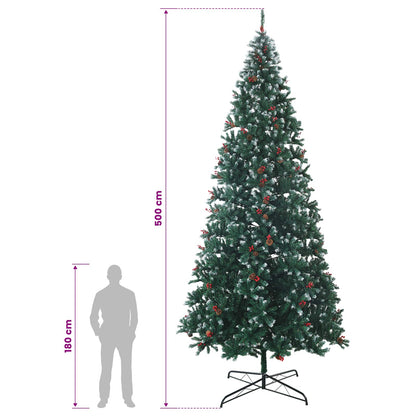 Artificial Christmas Tree 500 cm PVC and Steel Green and White