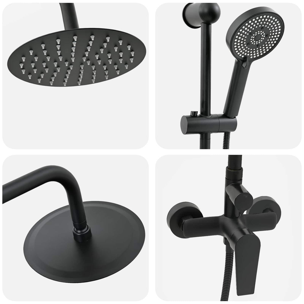 Shower System Black Stainless Steel 21 x 48 x 112 cm