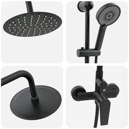 Shower System Black Stainless Steel 21 x 48 x 112 cm