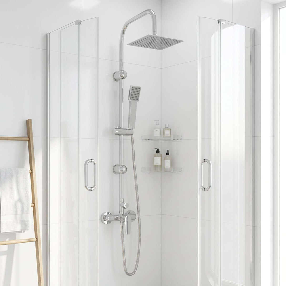 Shower System Chrome Stainless Steel 21 x 48 x 112 cm