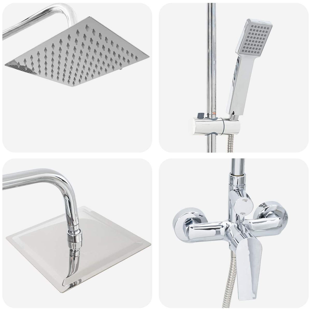 Shower System Chrome Stainless Steel 21 x 48 x 112 cm