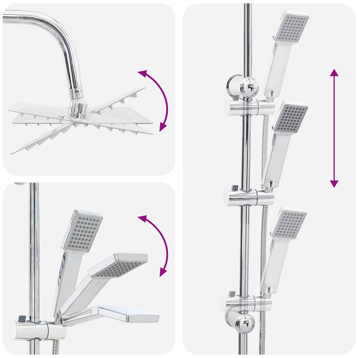 Shower System Chrome Stainless Steel 21 x 48 x 112 cm