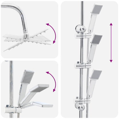 Shower System Chrome Stainless Steel 21 x 48 x 112 cm