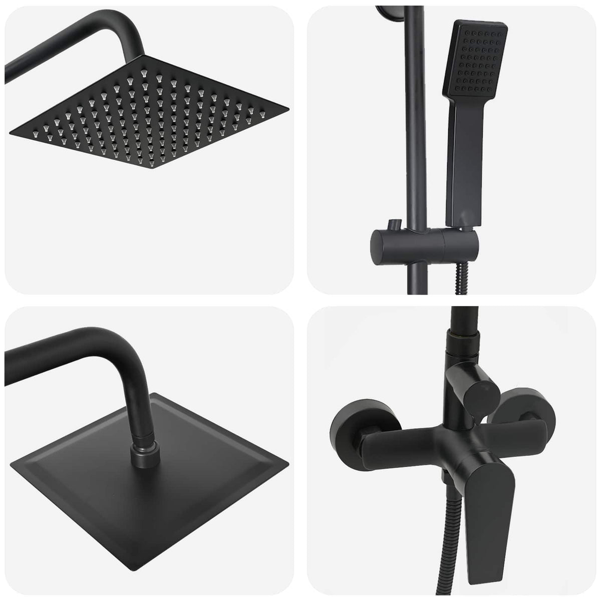 Shower System Black Stainless Steel 21 x 48 x 112 cm