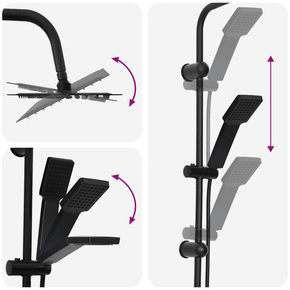 Shower System Black Stainless Steel 21 x 48 x 112 cm