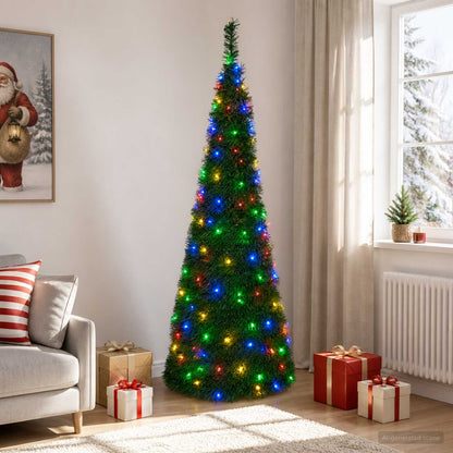 Pop Up LED Christmas Tree 210 cm 200 LEDs PVC Green