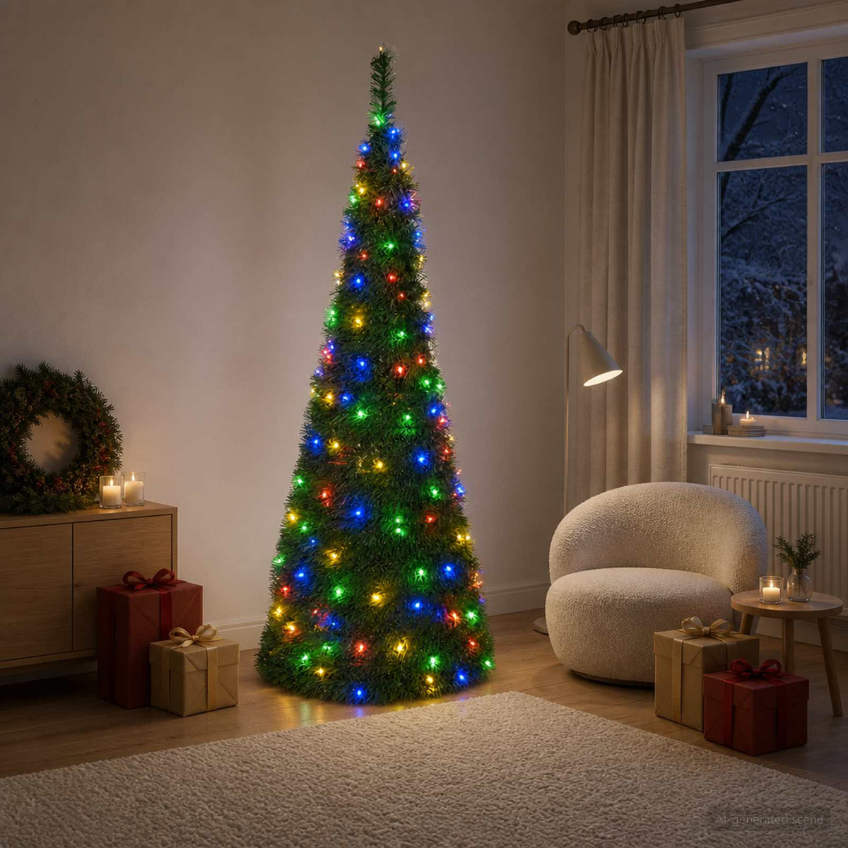 Pop Up LED Christmas Tree 210 cm 200 LEDs PVC Green