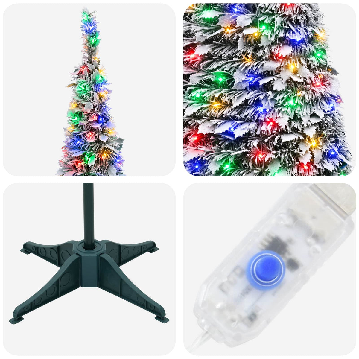 Pop Up LED Christmas Tree 210 cm 200 LEDs PVC Green and white