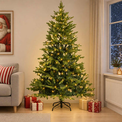 Artificial Hinged Christmas Tree 180 cm 300 LEDs Warm White