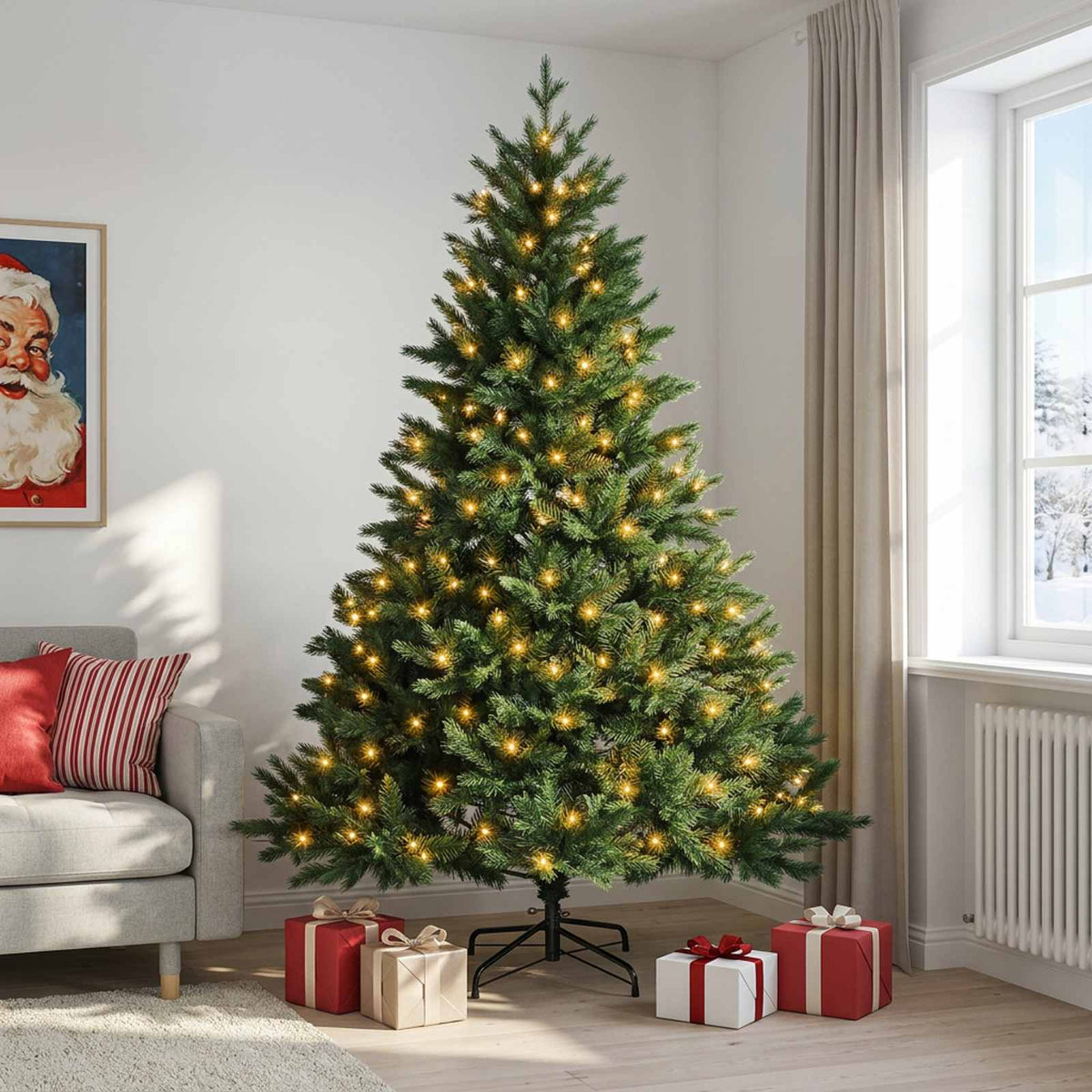 Artificial Hinged Christmas Tree 120 cm 150 LEDs Warm White
