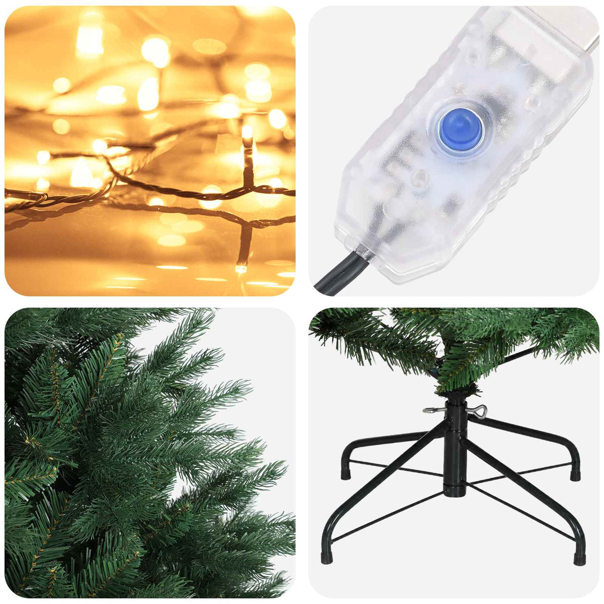 Artificial Hinged Christmas Tree 120 cm 150 LEDs Warm White