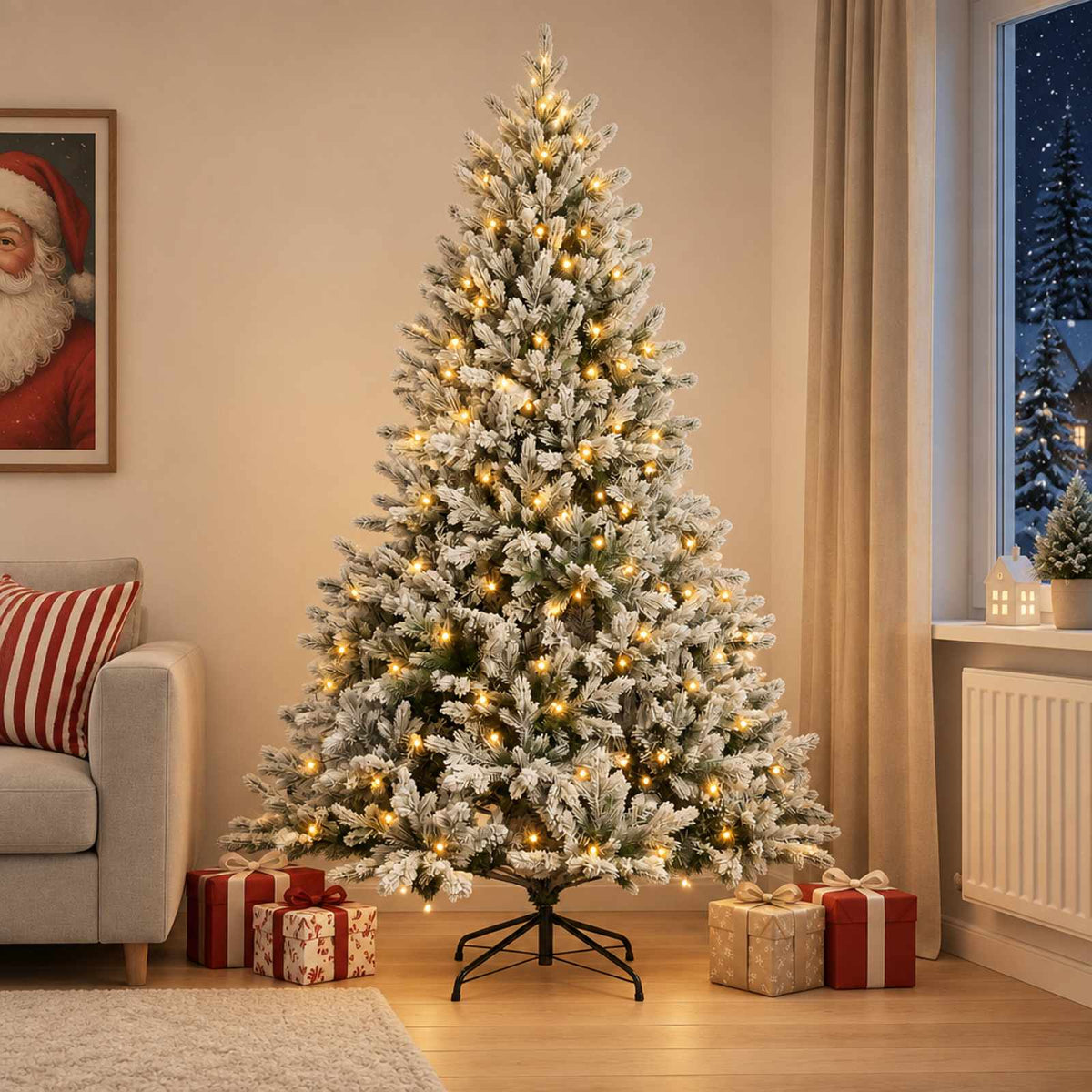Artificial Hinged Christmas Tree 150 cm 150 LEDs Warm White