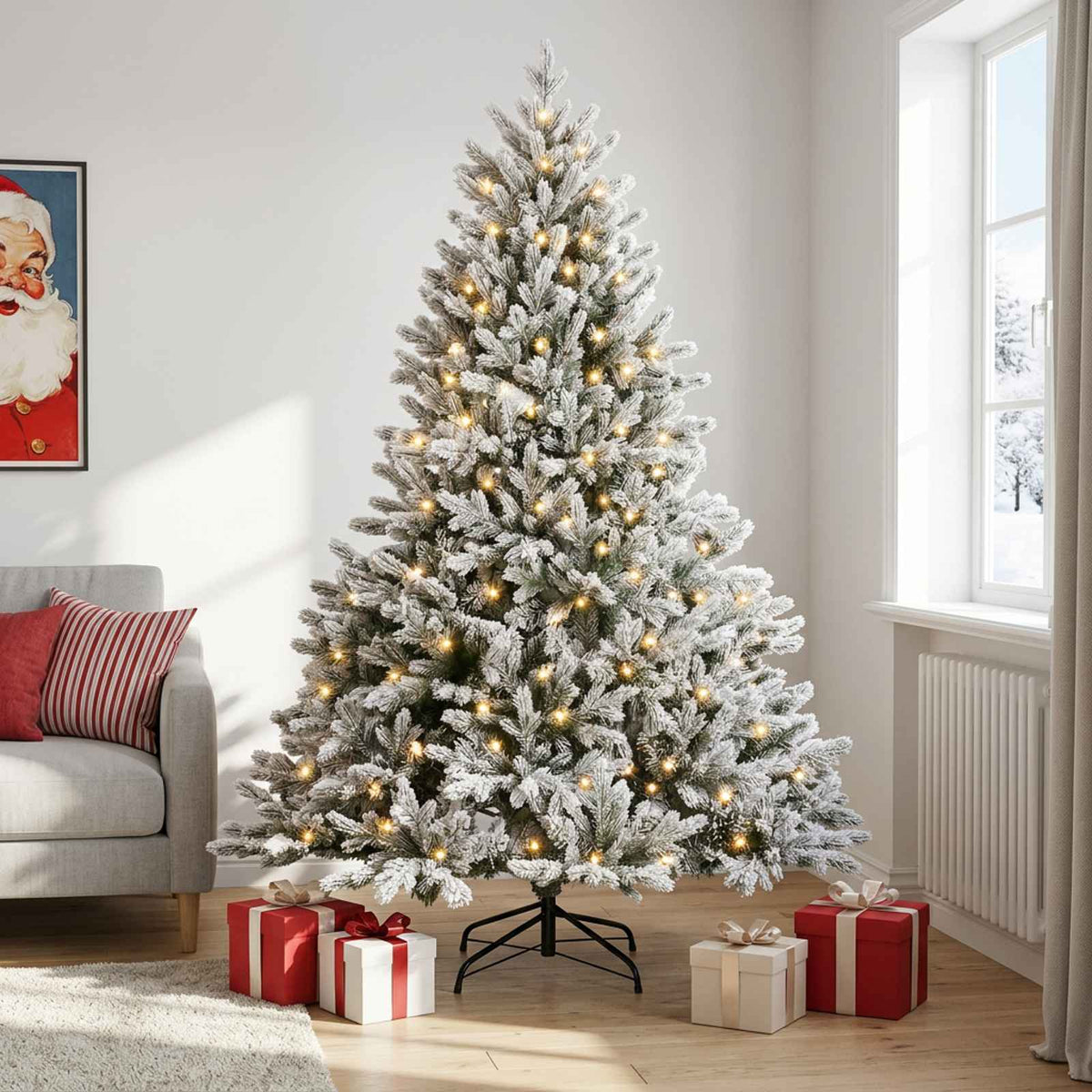 Artificial Hinged Christmas Tree 150 cm 150 LEDs Warm White