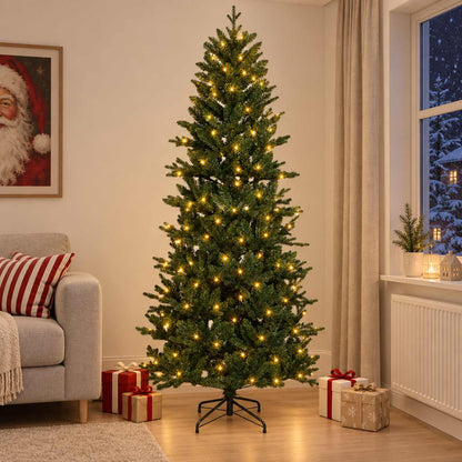 Artificial Hinged Christmas Tree 240 cm 300 LEDs Warm White