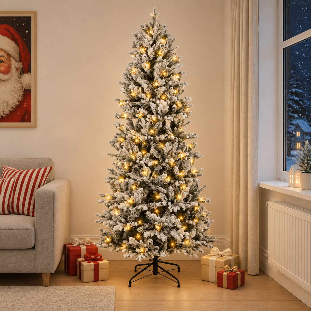 Artificial Hinged Christmas Tree 210 cm 300 LEDs Warm White