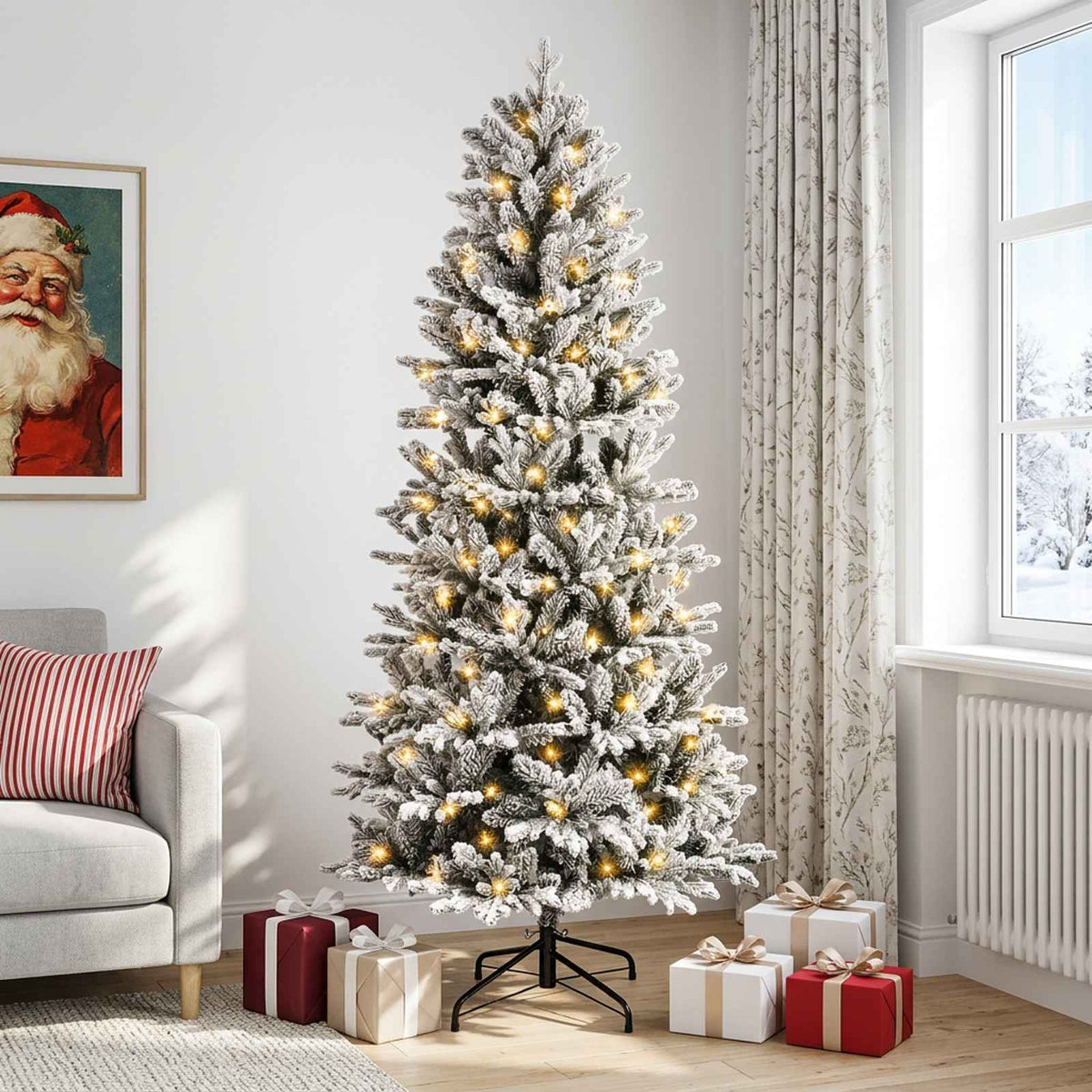 Artificial Hinged Christmas Tree 240 cm 300 LEDs Warm White