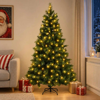 Artificial Hinged Christmas Tree 180 cm 300 LEDs Warm White