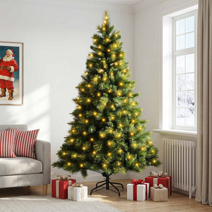Artificial Hinged Christmas Tree 180 cm 300 LEDs Warm White