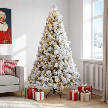 Artificial Hinged Christmas Tree 210 cm 300 LEDs Warm White