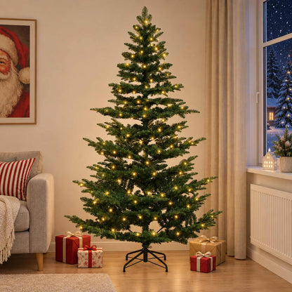 Artificial Hinged Christmas Tree 210 cm 300 LEDs Warm White