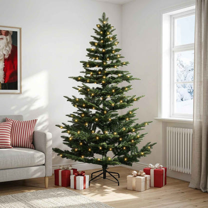 Artificial Hinged Christmas Tree 210 cm 300 LEDs Warm White