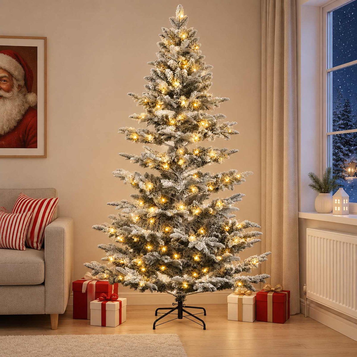 Artificial Hinged Christmas Tree 180 cm 300 LEDs Warm White