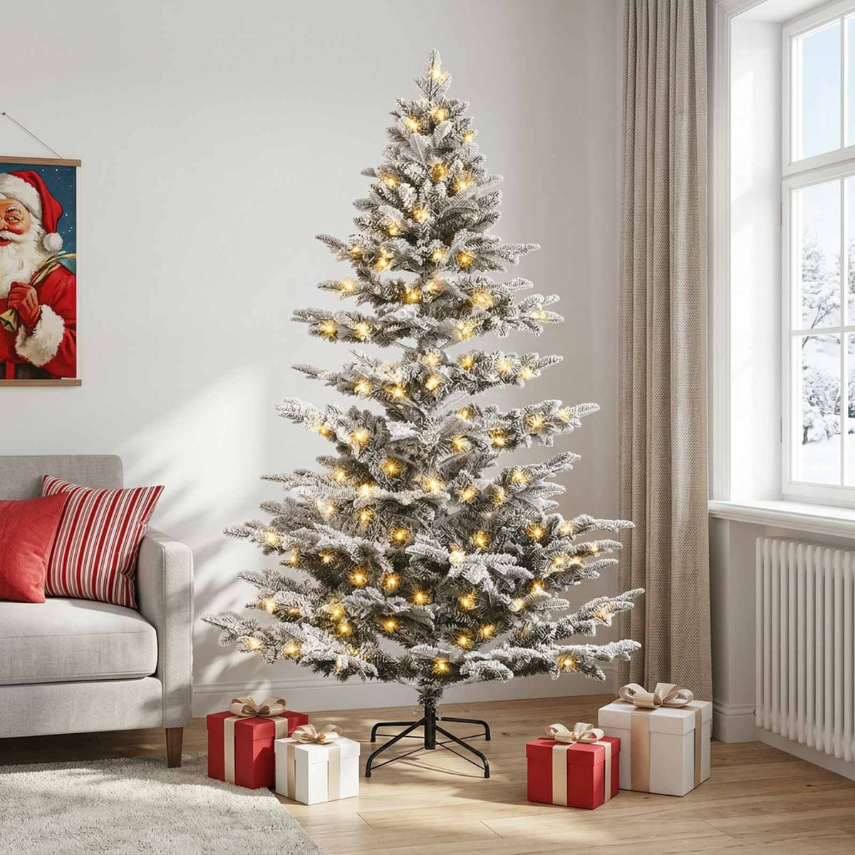 Artificial Hinged Christmas Tree 240 cm 300 LEDs Warm White