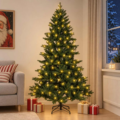 Artificial Hinged Christmas Tree 180 cm 300 LEDs Warm White