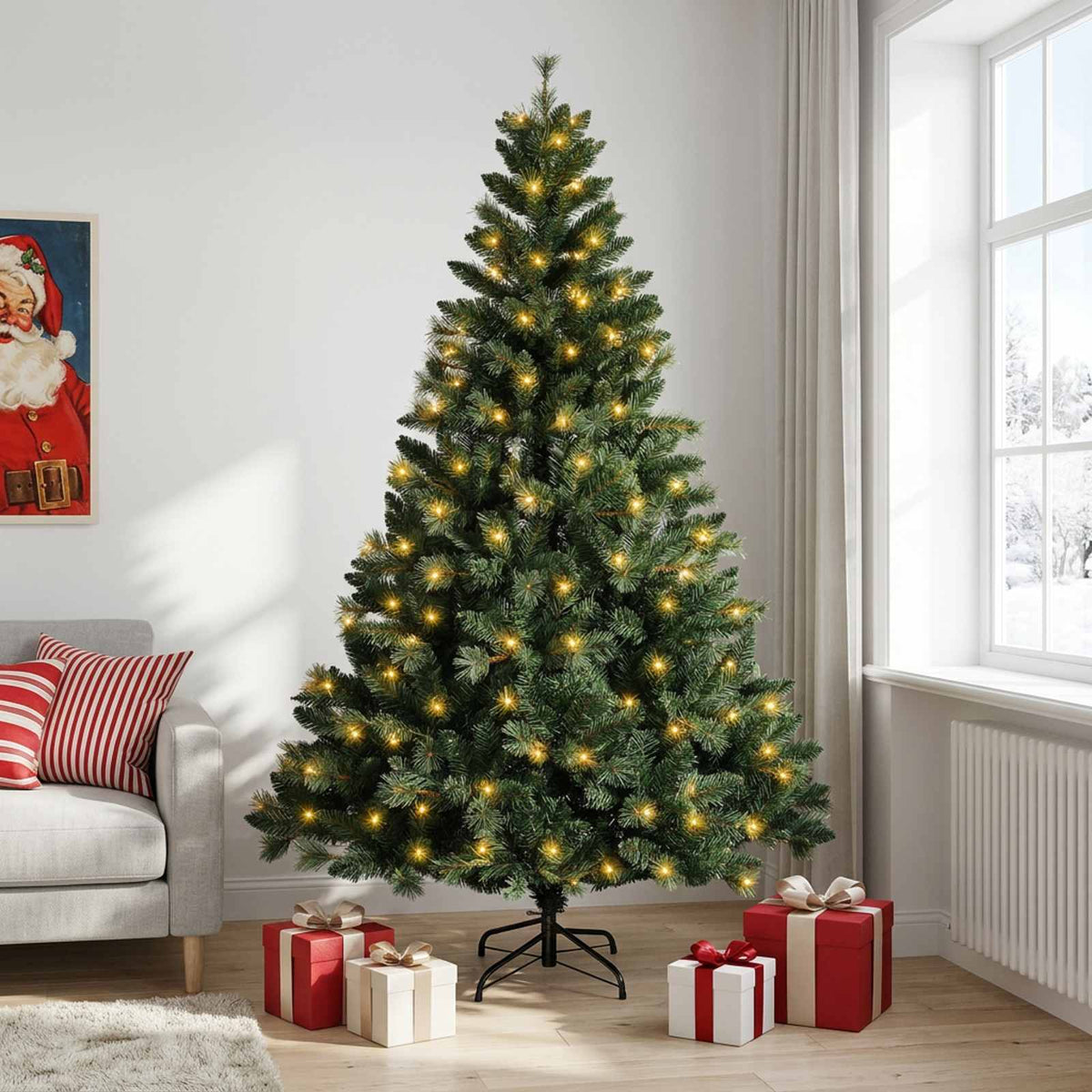 Artificial Hinged Christmas Tree 120 cm 150 LEDs Warm White