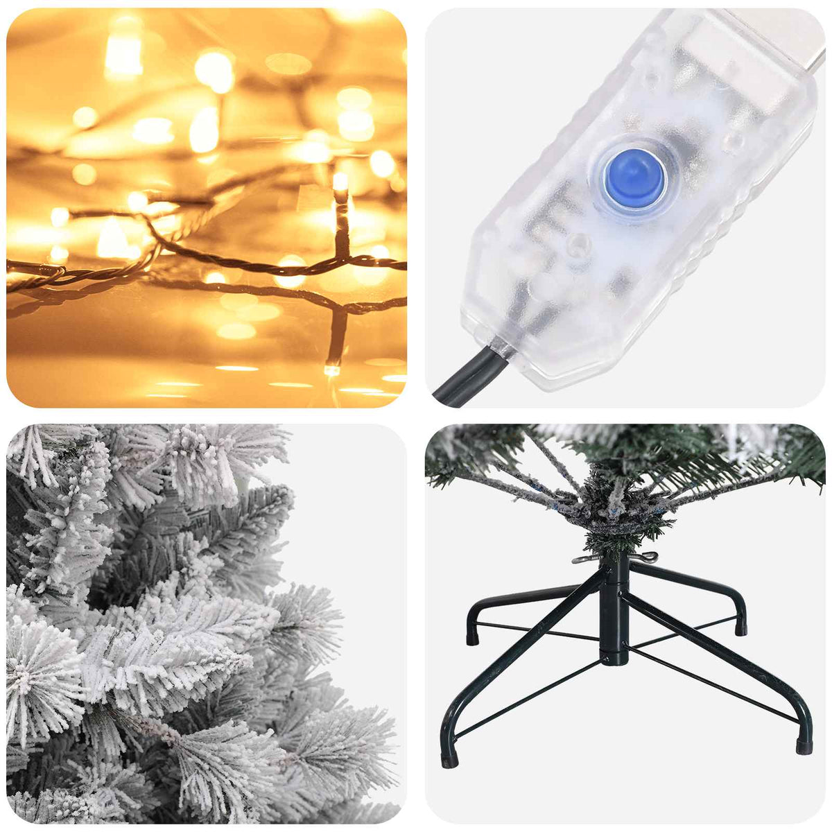 Artificial Hinged Christmas Tree 120 cm 150 LEDs Warm White