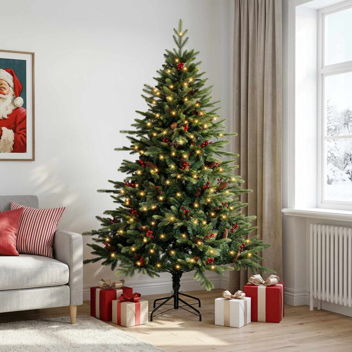 Artificial Hinged Christmas Tree 120 cm 150 LEDs Warm White