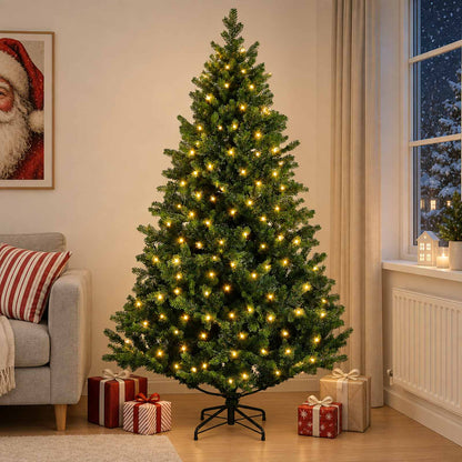 Artificial Hinged Christmas Tree 180 cm 300 LEDs Warm White